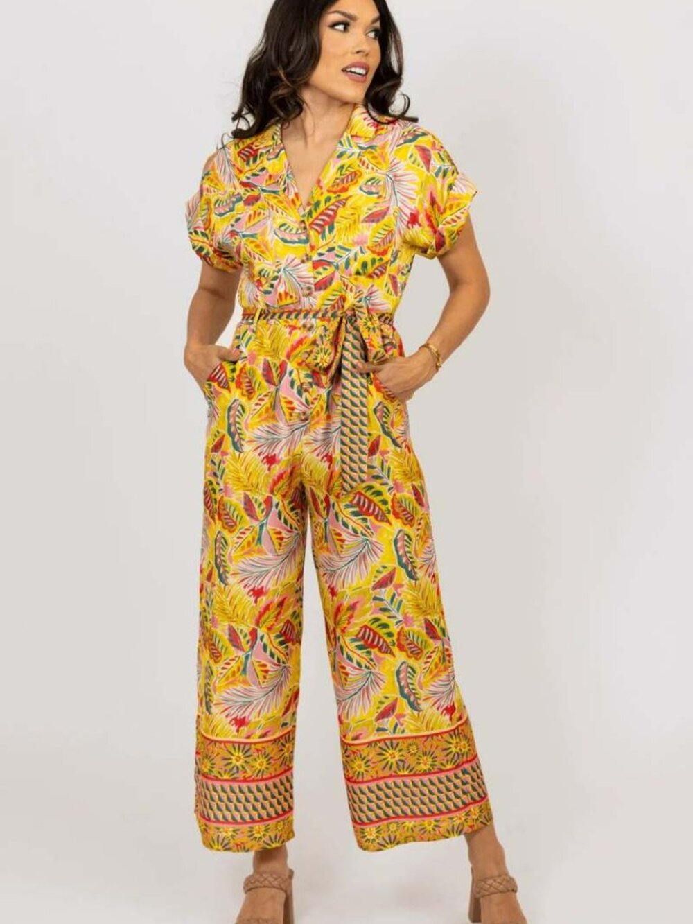 Karlie Satin Jumpsuit -Tropical Pink Lemonade